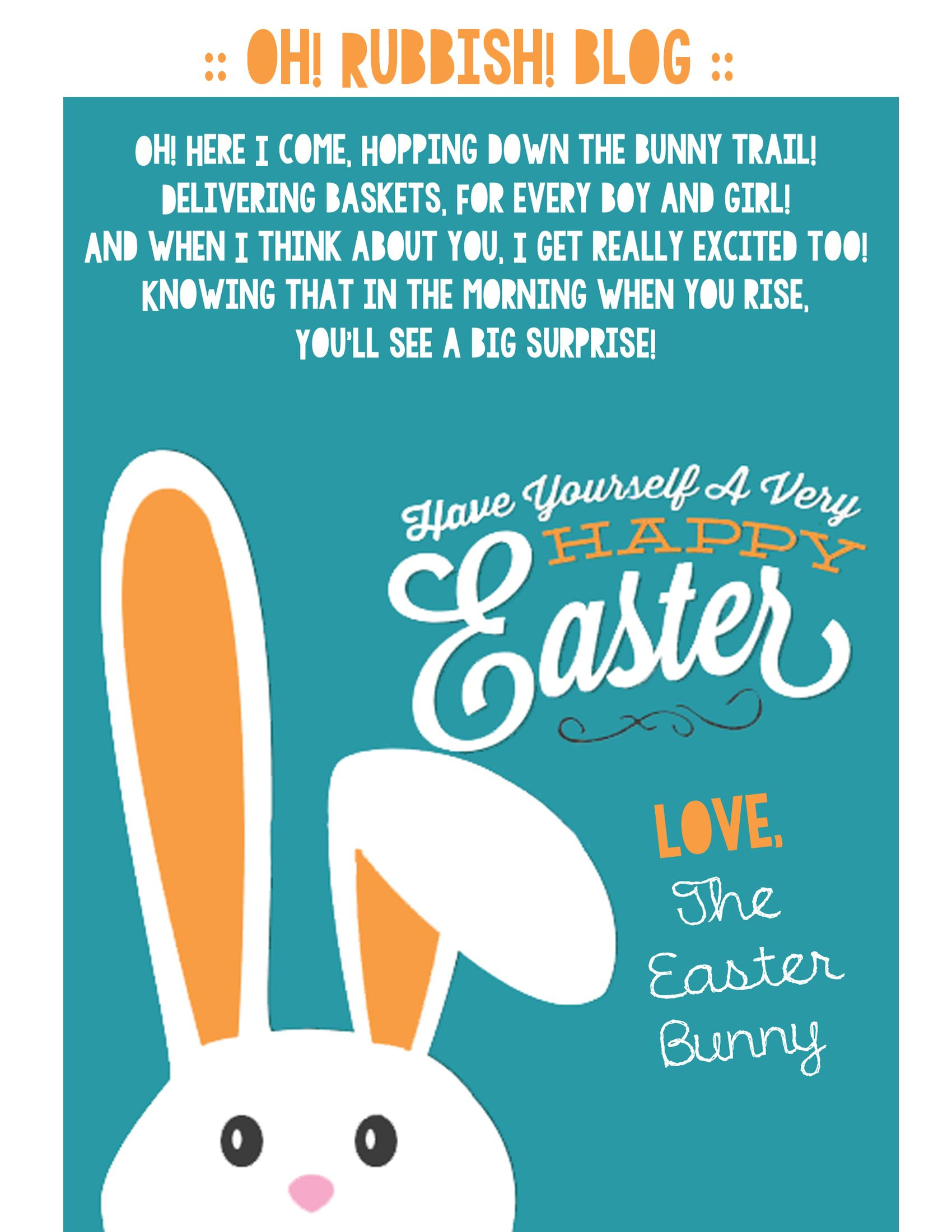 A Letter From The Easter Bunny Printable Easter Bunny Poem Free 