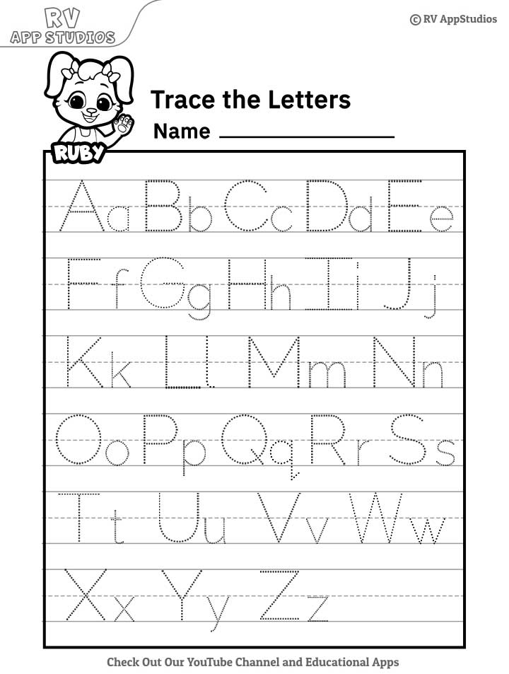 A Z Alphabet Letter Tracing Worksheet Alphabets Capital Letters Tracing