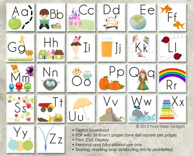 Alphabet Wall Cards DIY Printable - Alphabet Wall Cards Diy Printable For Preschool Early 768x619 