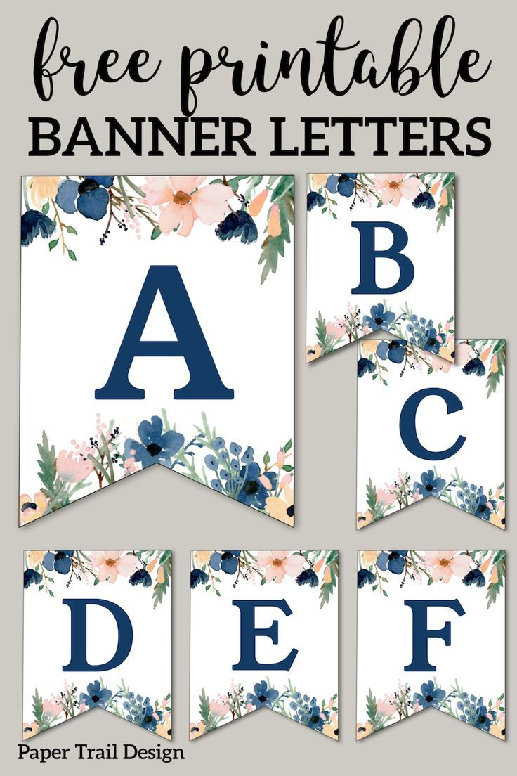 Blue Pink Floral Banner Letters Free Printable Paper Trail Design 
