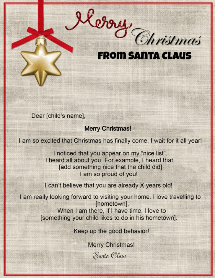 Printable Letter From Santa FREE