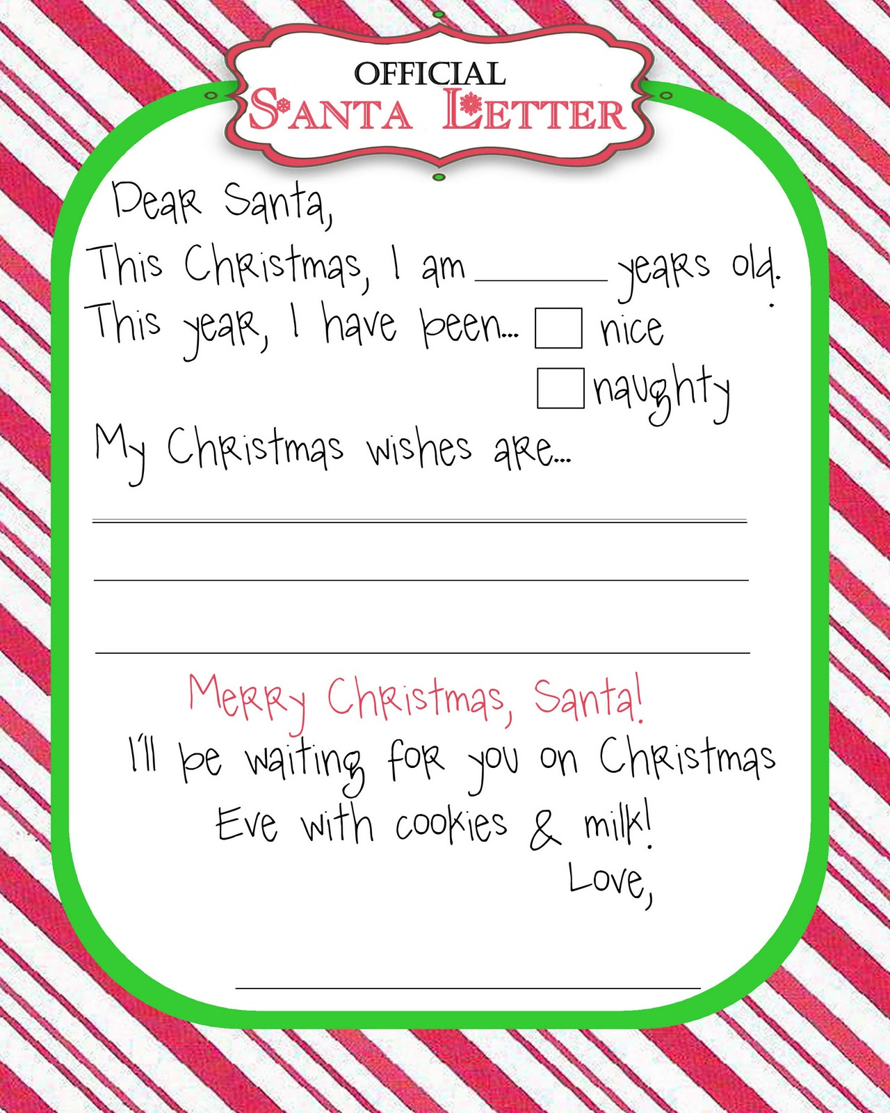Free Printable Dear Santa Letter Templates HD Writing Co 