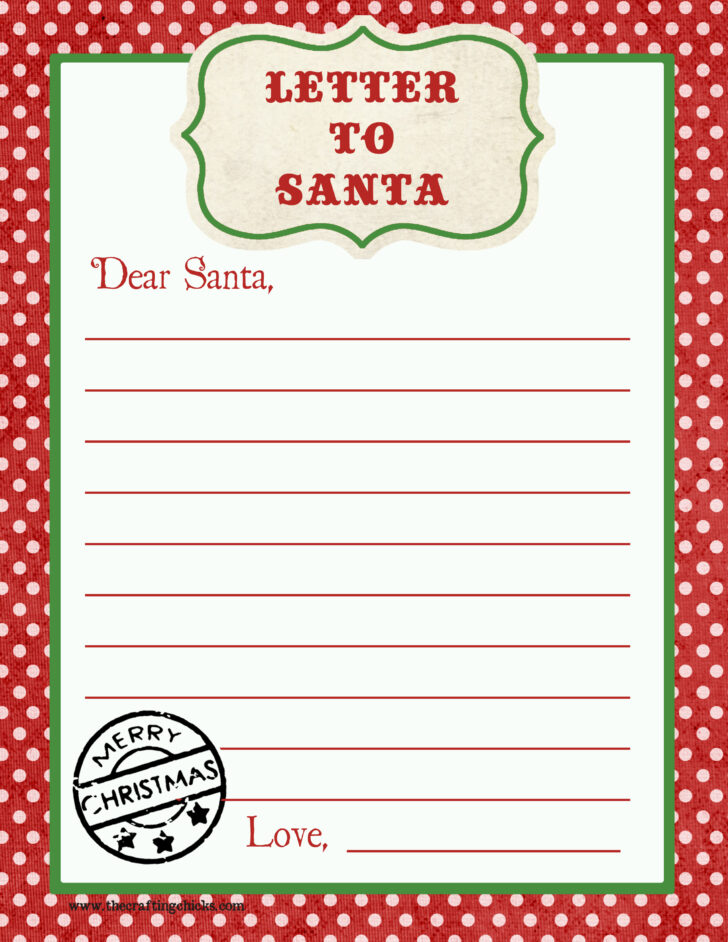 Printable Letter To Santa Template