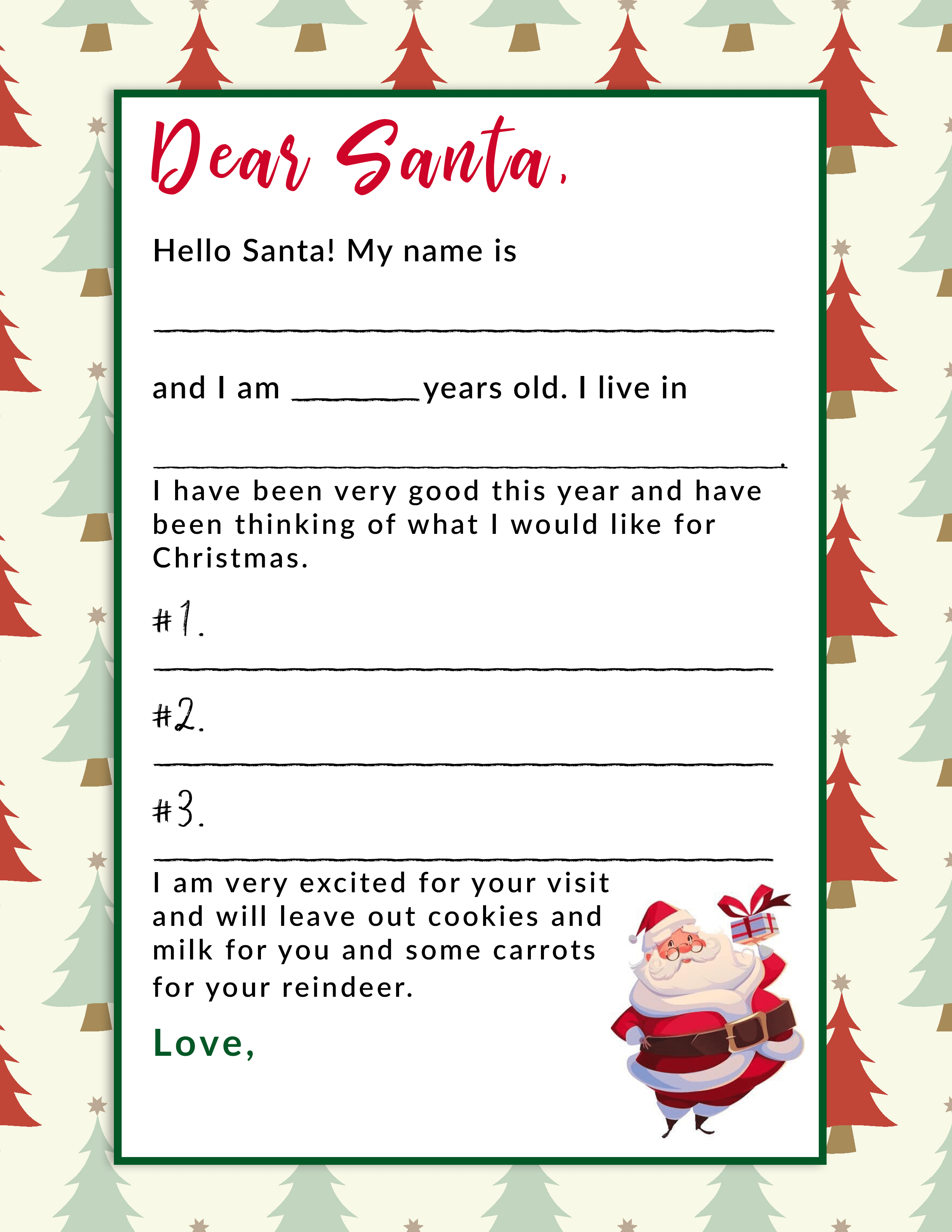Letters To Santa Template Free Printable