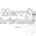 Merry Christmas Letters With Holly Template Coloring Page