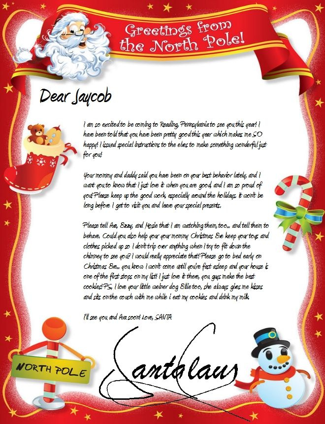 Official North Pole Mail Personalized Letters From Santa Claus 