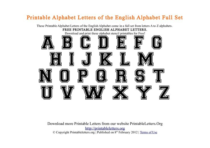 Printable Alphabet Letters Free PDF Printable College Style Alphabets 