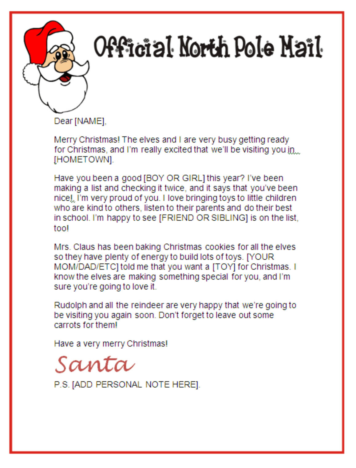 Santa Letter Stationary Official North Pole Mail Other Files 