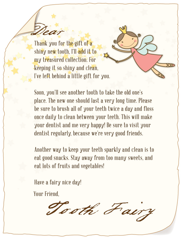 Tooth Fairy Letter Cache Valley Pediatric Dentistry