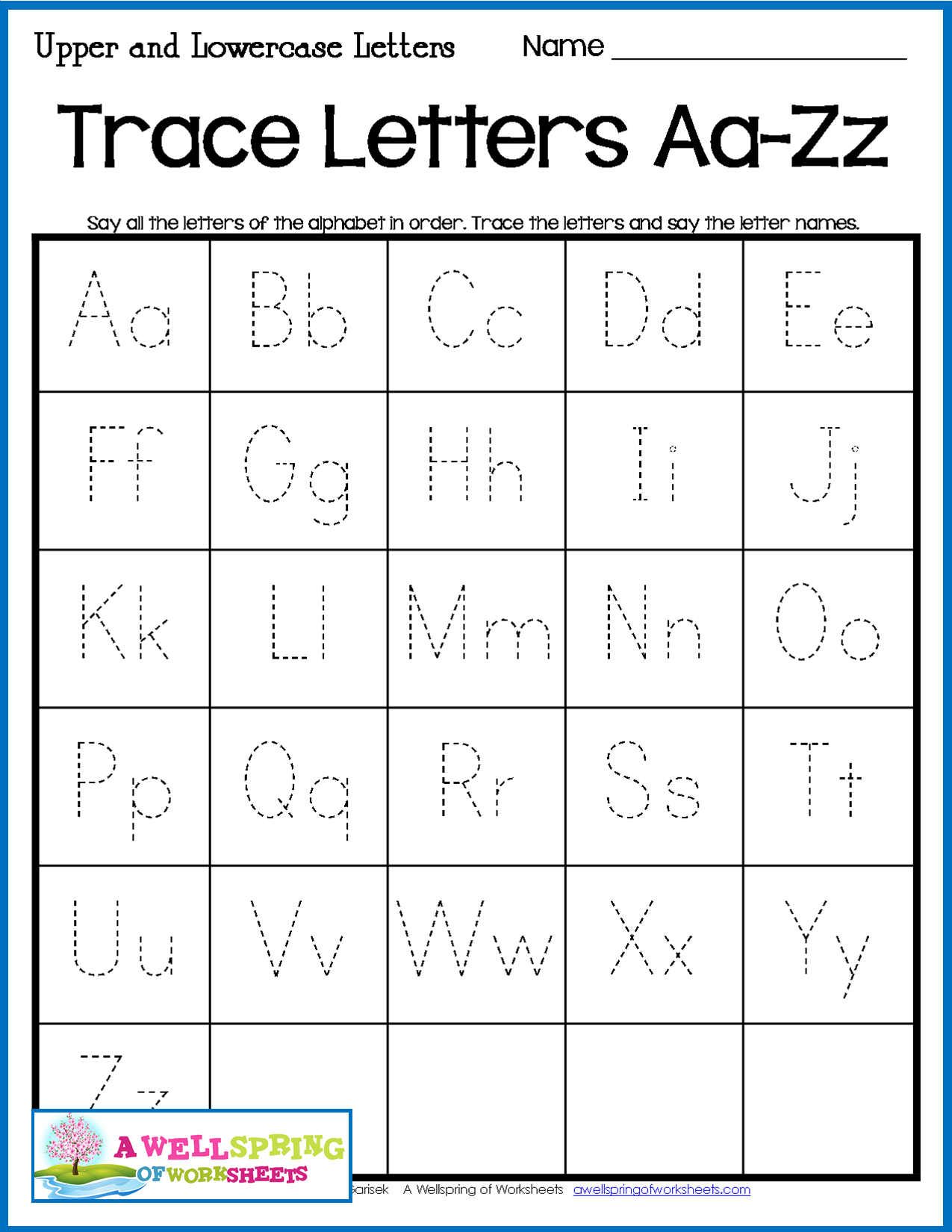 Uppercase And Lowercase Letter Tracing Worksheets Name Tracing 